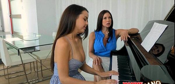  Dillion Harper threesome action with her piano teacher